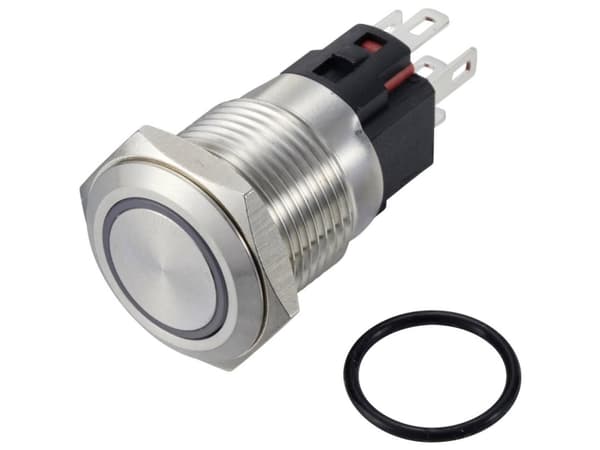 TRU COMPONENTS TC-12647544 Tryckknapp 250 V/AC 3 A 1 x Av/(På) IP65 Grön Tryckknapp Rostfritt stål 1 st