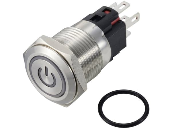 TRU COMPONENTS TC-12647384 Trykknap 250 V/AC 3 A 1 x Off/(On) IP65 Rød Tastende Rustfrit stål 1 stk