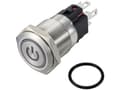 Miniatyrbild 1 av 2: TRU COMPONENTS TC-12647388 Trykknap 250 V/AC 3 A 1 x Off/(On) IP65 Blå Tastende Rustfrit stål 1 stk