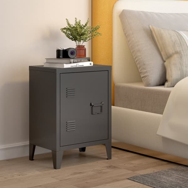 Sängbord Inari set om 2 stål 57x40x30 cm svart [en.casa]