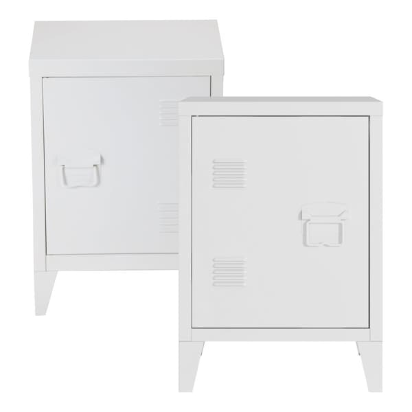 Sängbord Inari set om 2 stål 57x40x30 cm vit [en.casa]