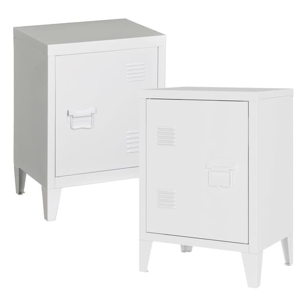 Sängbord Inari set om 2 stål 57x40x30 cm vit [en.casa]