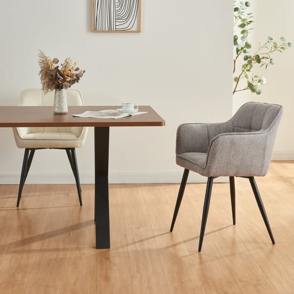 Karmstol Birmingham 79x56x53,5cm metall mocka-känsla grå [en.casa]