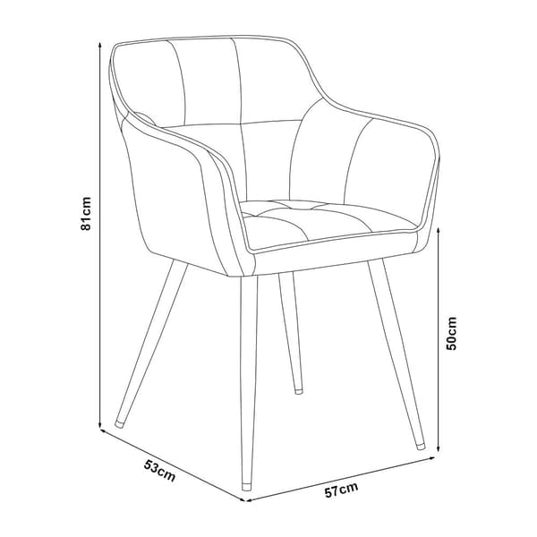 Karmstol Birmingham 79x56x53,5cm metall mocka-känsla beige [en.casa]