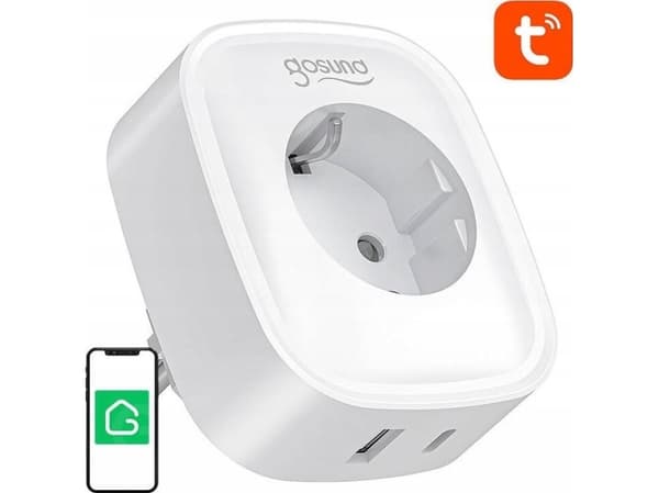Gosund WiFi/Bluetooth smart uttag Gosund SP6 16A USB-C 20W Tuya