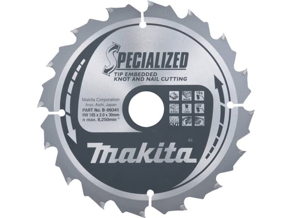 Makita Specialized, Trä, 18,5 cm, 3 cm, 8250 RPM, 2 mm, Makita