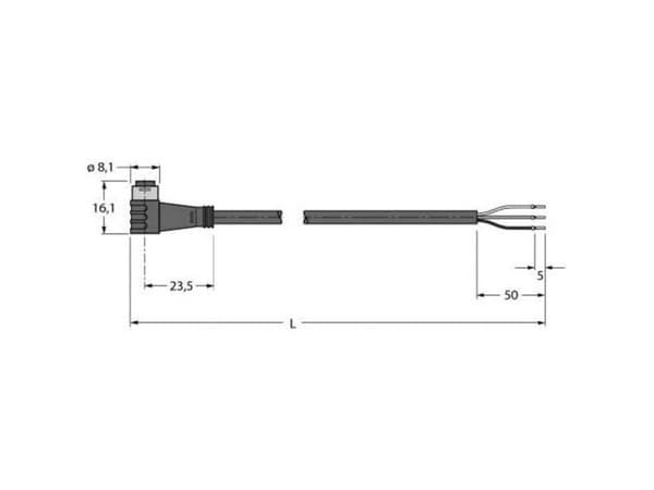 Turck 6627333 Anturin ja toimilaitteen liitäntäkaapeli 2 m Napaluku (RJ): 3 1 kpl