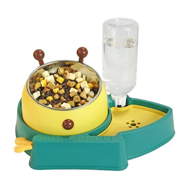 Skål med automatisk vattendispenser för hundar och katter 2i1 - grön