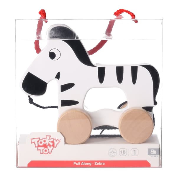 Tooky Toy träzebra som ska dras i ett snöre