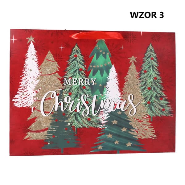 Julegavepose "Happy Holidays" 42x12x31 cm Blanding af mønstre