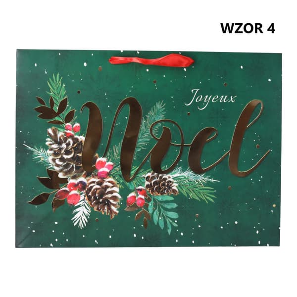 Julegavepose "Happy Holidays" 42x12x31 cm Blanding af mønstre
