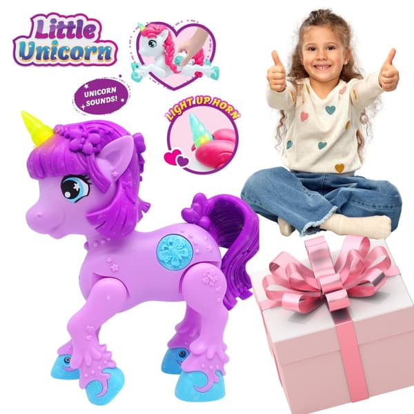 Liten lila enhörning - interaktiv leksak - lätt ljud Dragon-i Toys