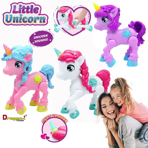 Liten lila enhörning - interaktiv leksak - lätt ljud Dragon-i Toys