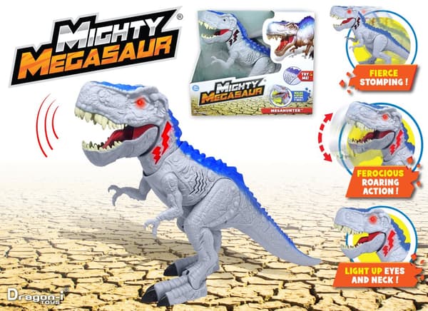 Mighty Grey Blue Dinosaur fra Dragon-i Toys