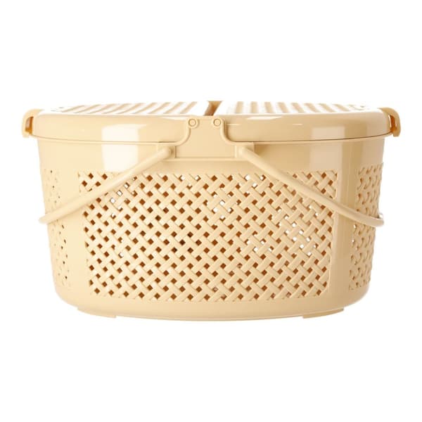 Stängd picknickkorg - oval, beige, POLSK PRODUKT