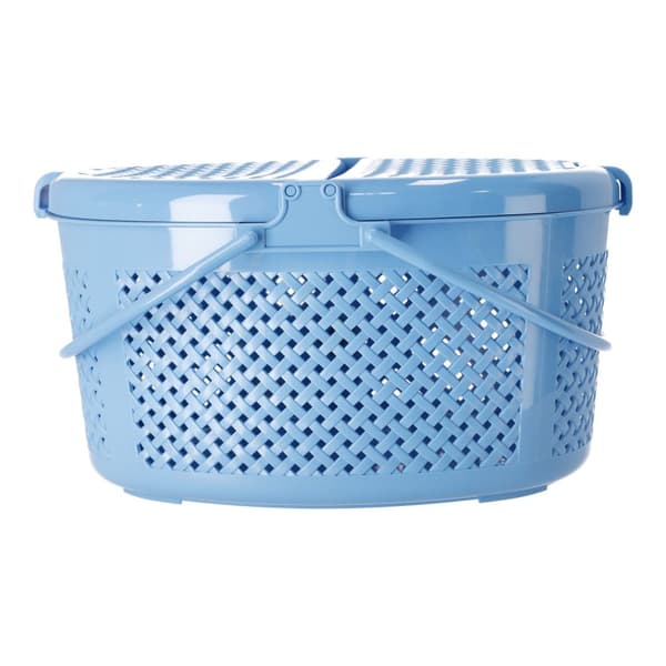 Stängd picknickkorg - oval blå, POLSK PRODUKT