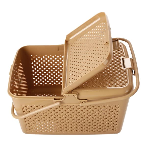 Stängd picknickkorg - rektangulär, beige, POLSK PRODUKT