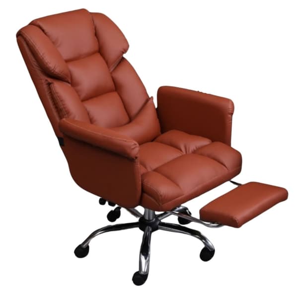 Premium Elegance Office -nojatuoli jalkatuella - ruskea nahka