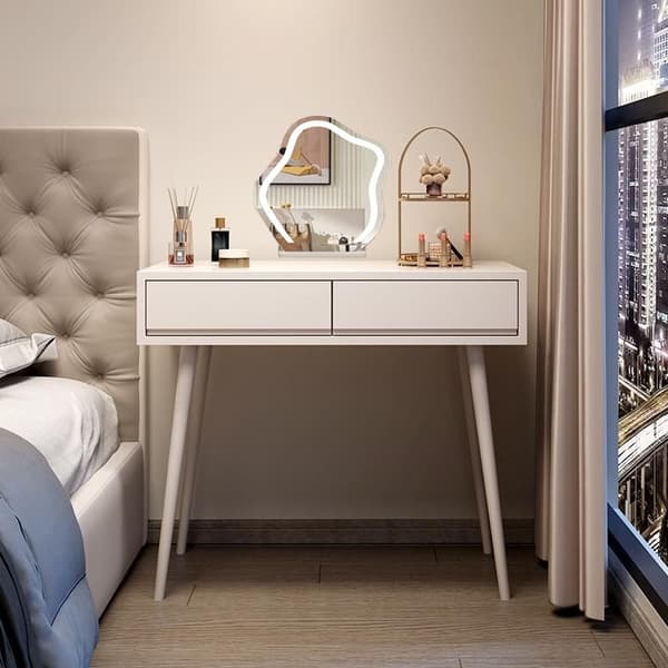 Kosmetisk sminkbord i fransk stil / möbelset, topp 80 cm - vit