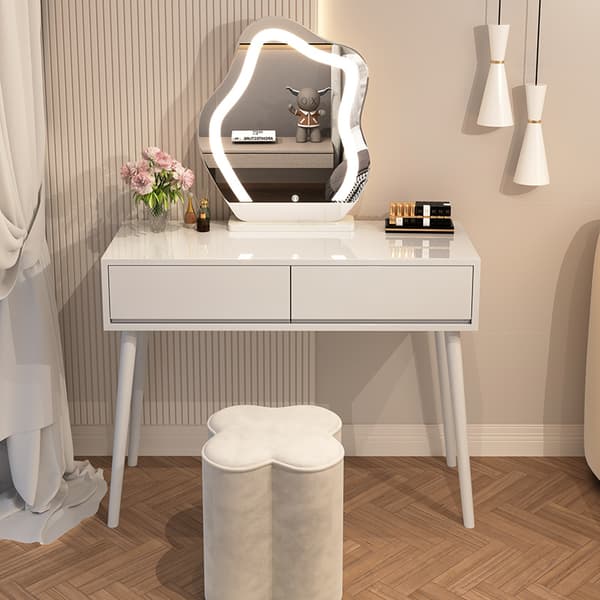 Kosmetisk sminkbord i fransk stil / möbelset, topp 80 cm - vit