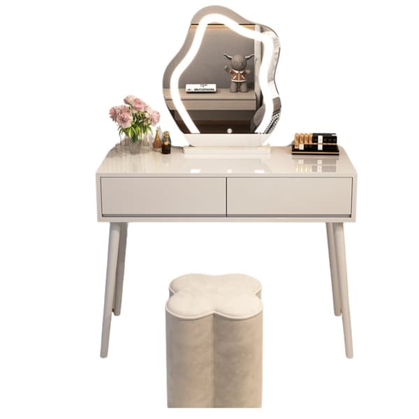 Kosmetisk sminkbord i fransk stil / möbelset, topp 80 cm - vit