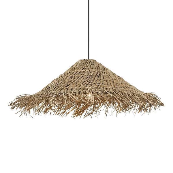 Naturlig rottinglampa ljuskrona i form av en halmhatt - 40 cm