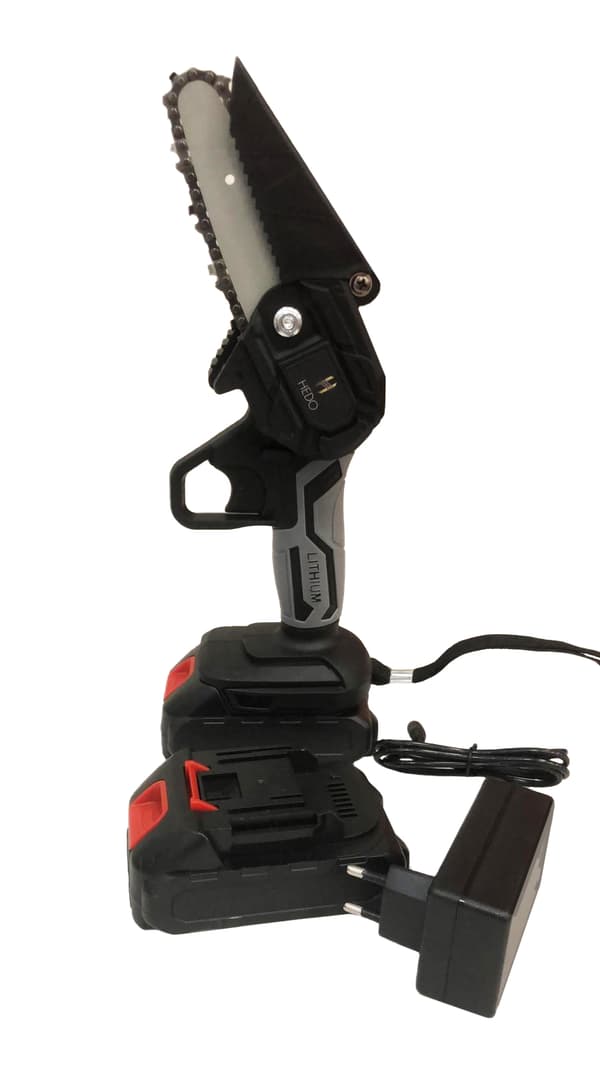 HEDO akku mini-motorsav – kompakt, sort, 2 batterier medfølger