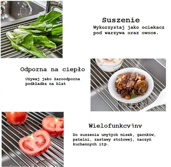 Rullakuivatus astioille ja vihanneksille / Astioiden kuivausteline / Roll-up matto - harmaa