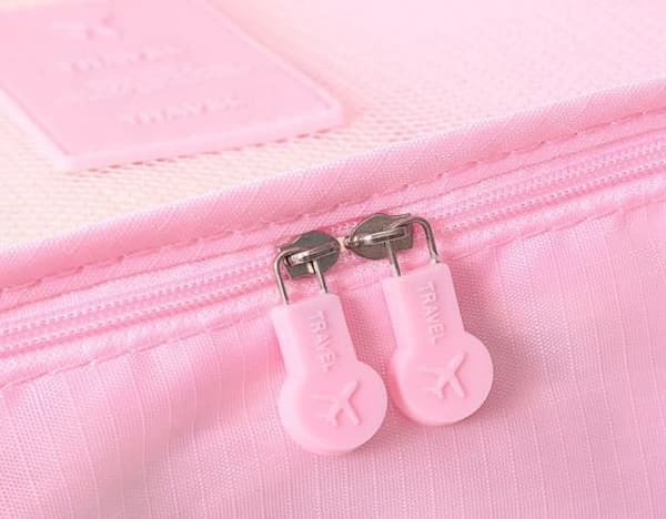 Sæt med rejsearrangører til kuffert og garderobe (6 stk) - lys pink