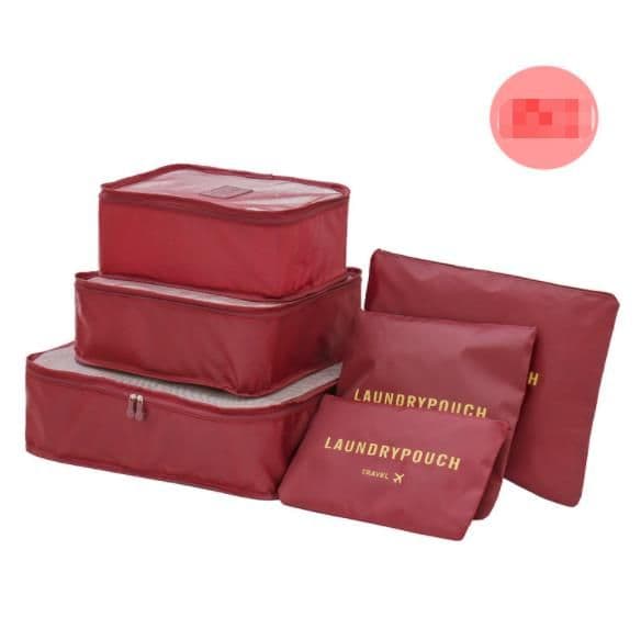 Sæt med rejsearrangører til kuffert og garderobe (6 stk) - lys pink