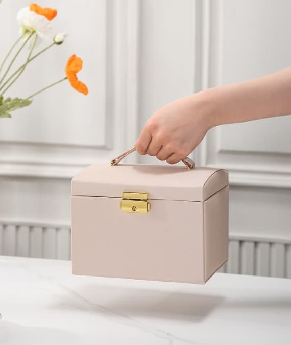 LELANI monitasoinen laatikko, korurasia L - beige ja kulta