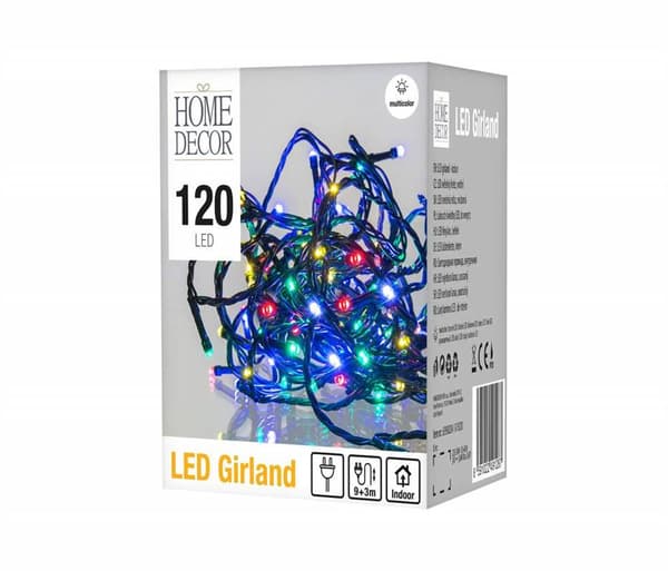 Garland 120 LED, 9m + 3m, 230V, väri