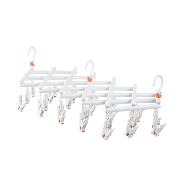 Praktisk foldbar bøjle med clips, 29 clips, hvid