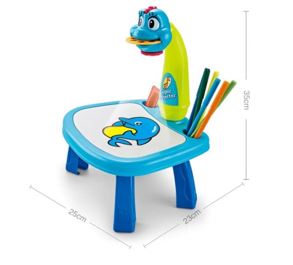 Monitoimiprojektori / piirtoheitin piirtämisen oppimiseen - sininen dinosaurus