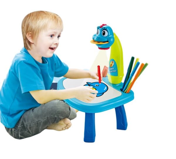Monitoimiprojektori / piirtoheitin piirtämisen oppimiseen - sininen dinosaurus