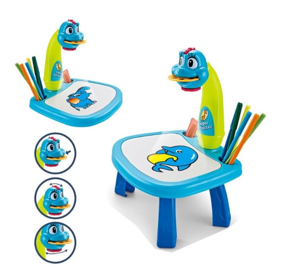 Monitoimiprojektori / piirtoheitin piirtämisen oppimiseen - sininen dinosaurus