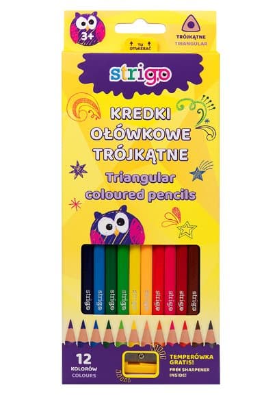 Trekantiga pennkritor, 12 färger