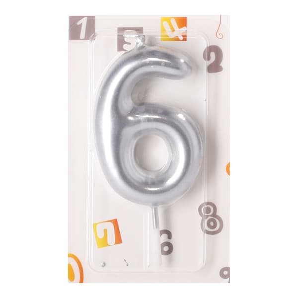 6-års tårtljus – silver