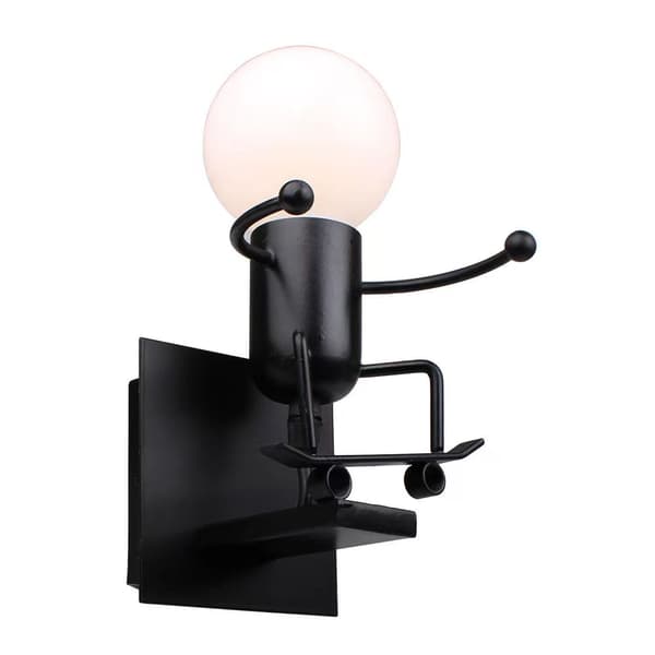 Loft enkelt væglampe/sconce - sort, type IV