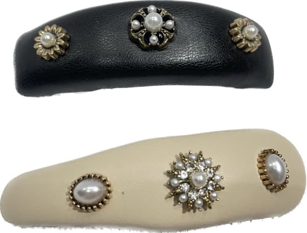Hårspännen 2 st - svart och beige