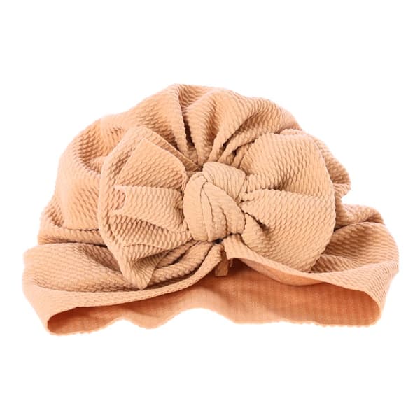 Baby turban med sløjfe, pigehue - lysebrun