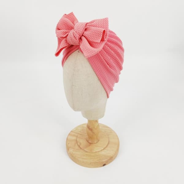Baby turban med sløjfe, pigehue - pink