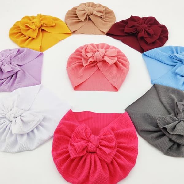 Baby turban med sløjfe, pigehue - pink