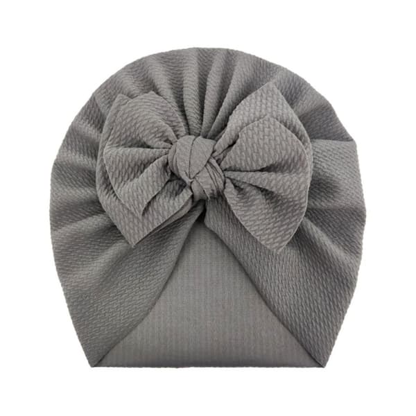 Baby turban med sløjfe, pigehue - grå