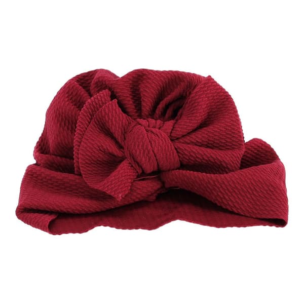 Baby turban med sløjfe, pigehue - bordeaux