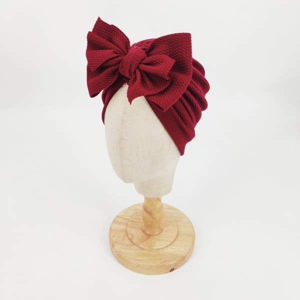 Baby turban med sløjfe, pigehue - bordeaux