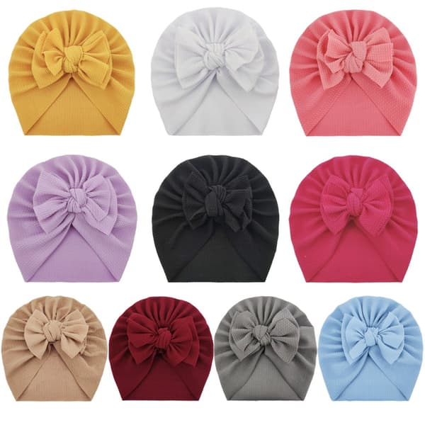 Baby turban med sløjfe, pigehue - bordeaux