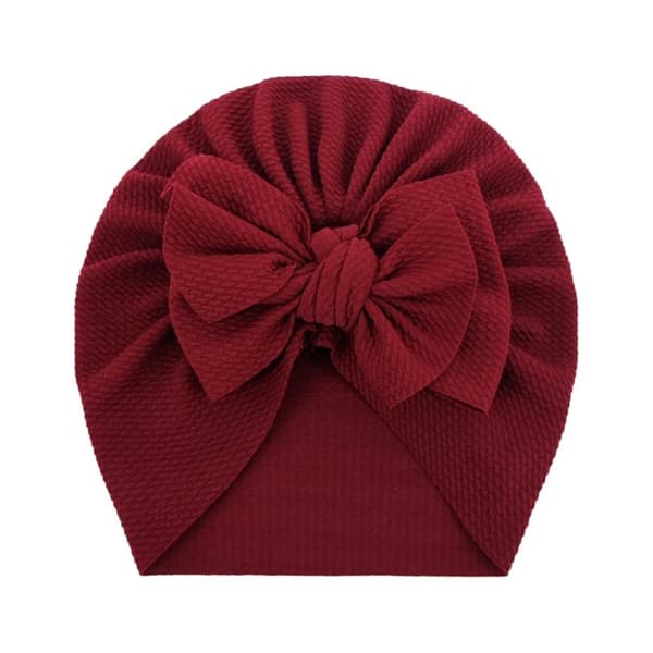 Baby turban med sløjfe, pigehue - bordeaux