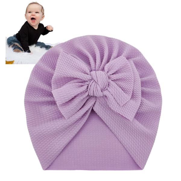 Babyturban med rosett, flickhatt - lila