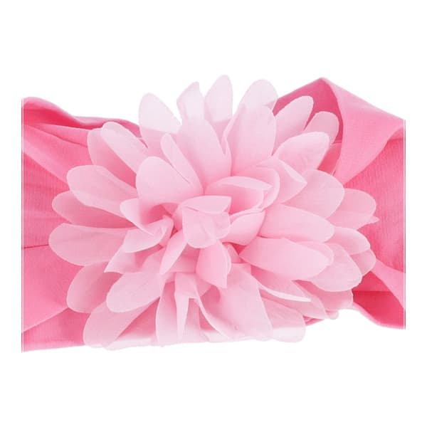Baby pandebånd med en blomst - lys pink, bred